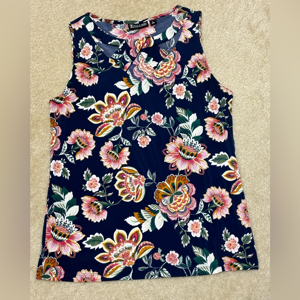 7th Avenue - Flower Print - Sleeveless Blouse - Size M